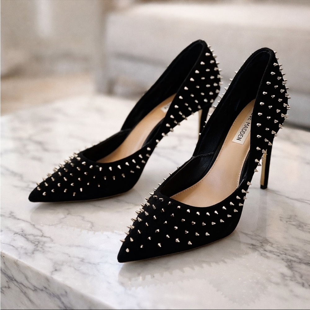Steve Madden Black Heels with Silver Studs